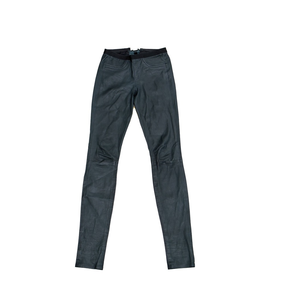 Helmut Lang Black Lamb Leather Skinny Pants Women's Size 2 Stretch Waist